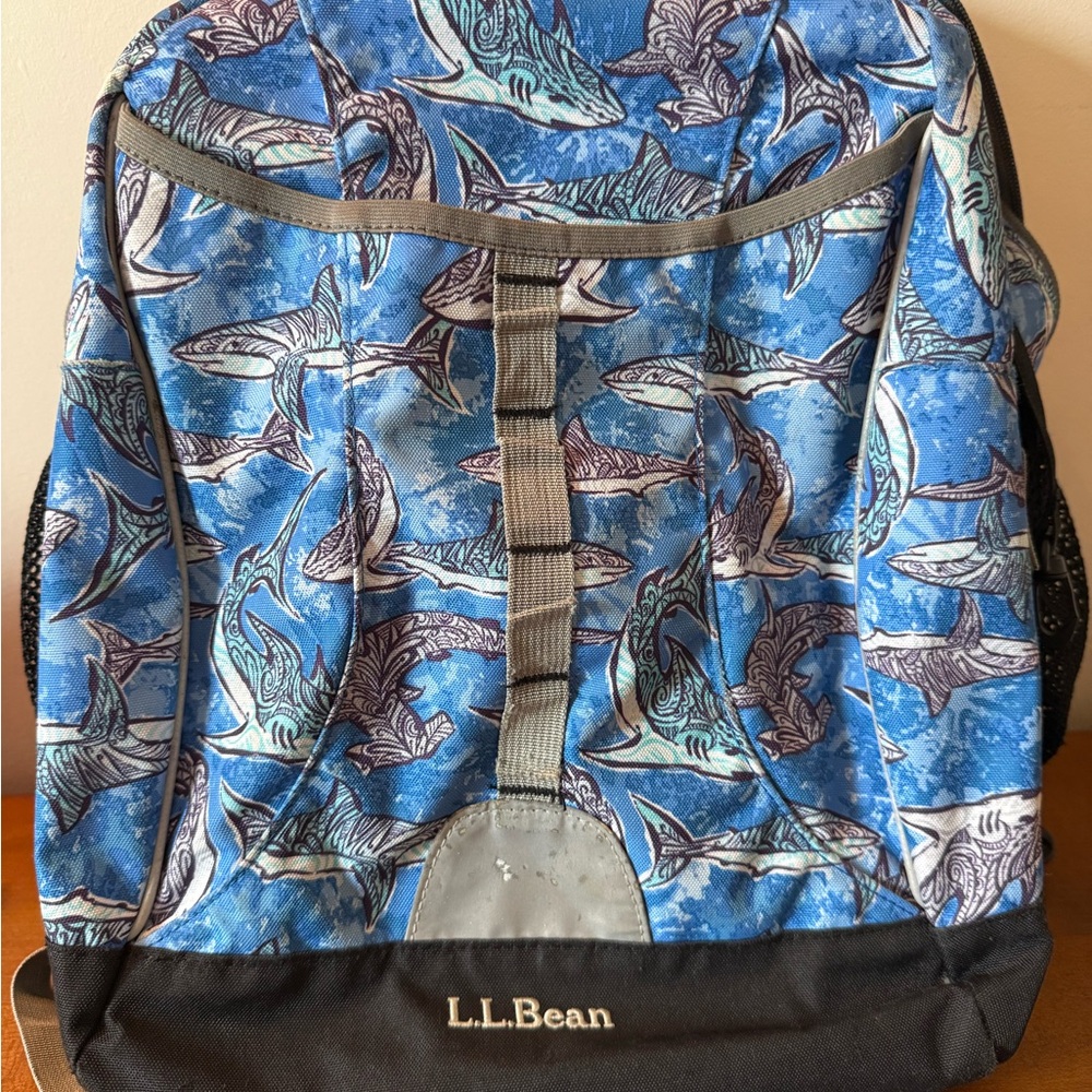 L.L. Bean Blue Shark Print Backpack